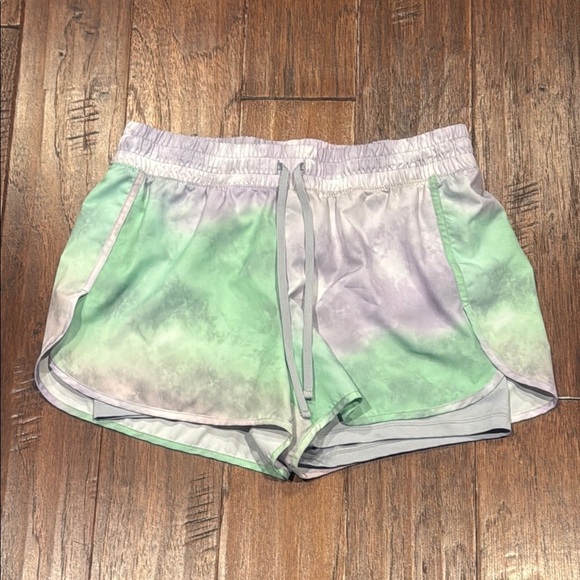 Large Velocity Women's Green and Purple Athletic Shorts - Picture 1 of 8